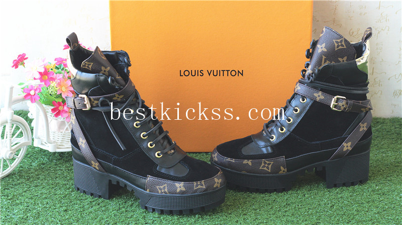 LV Girl Boosts Black Brown Gold back