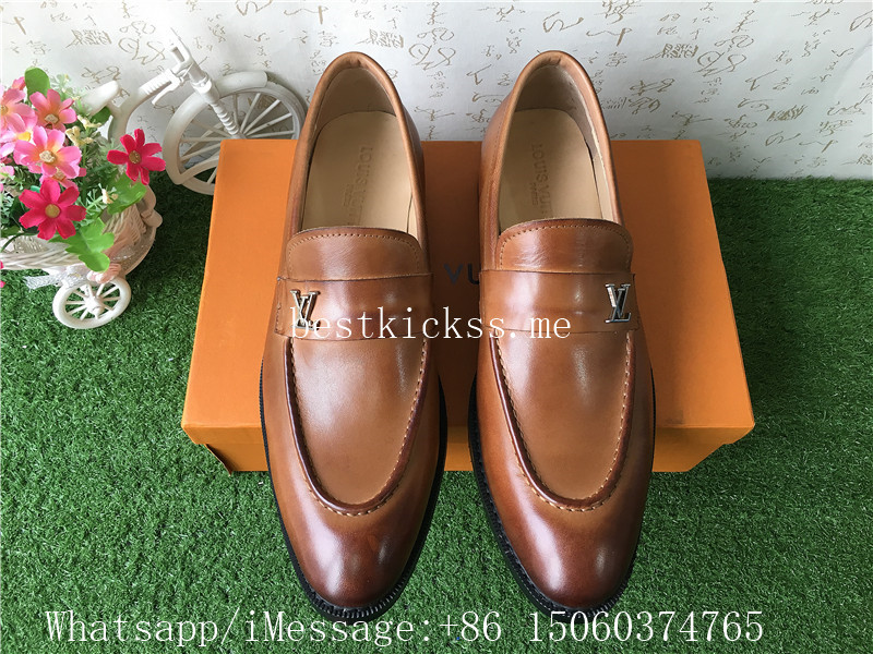 LV Formal Mens Leather Shoes Brown