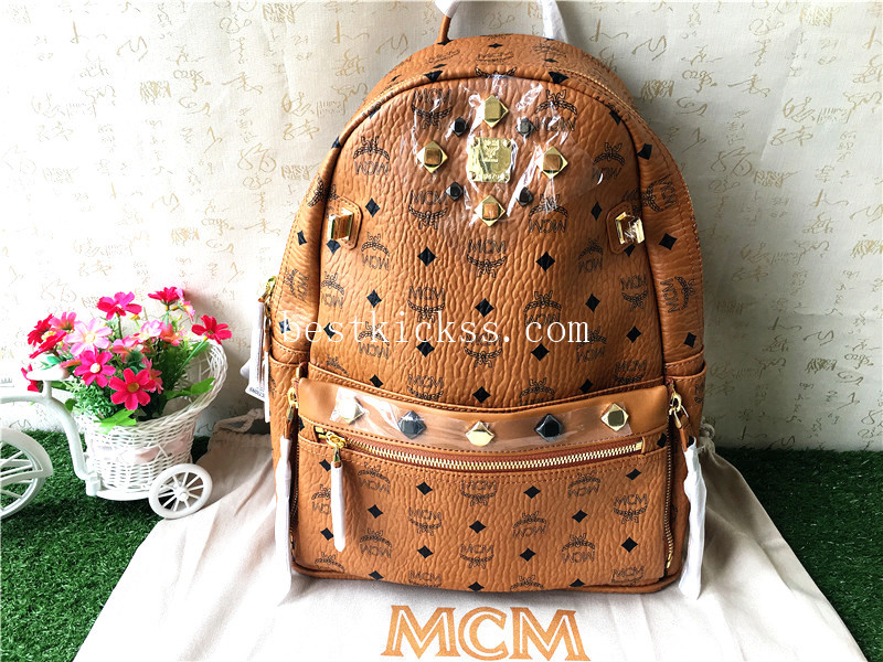 MCM Backpack Brown with Rivet