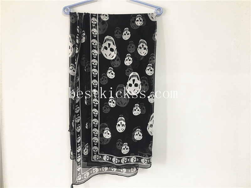 Alexander Mcqueen Black Silk Skull Scarf