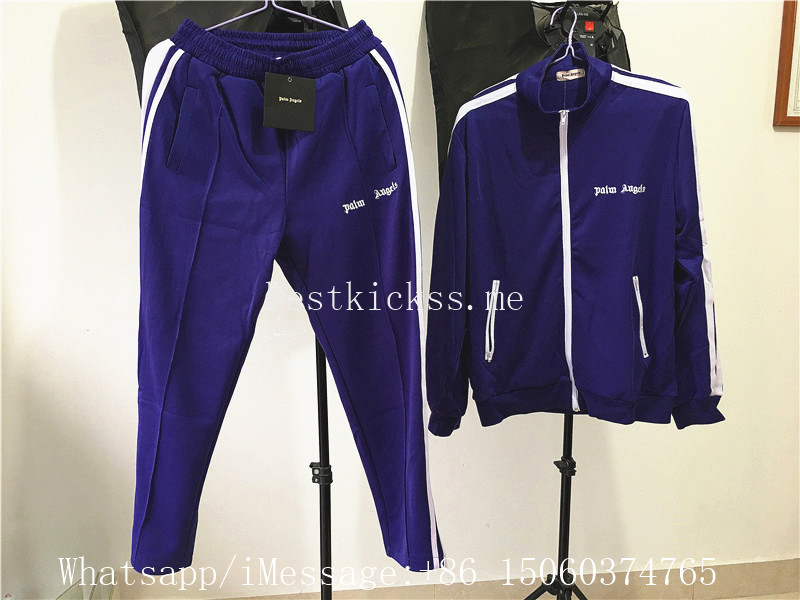 Palm Angels striped sleeve track jacket and Zip Sport Casual Trousers Purple Suits