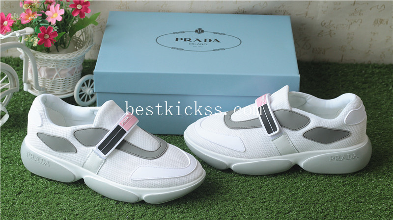 Prada 18SS Cloubust Sneaker Velcro White Pink Women