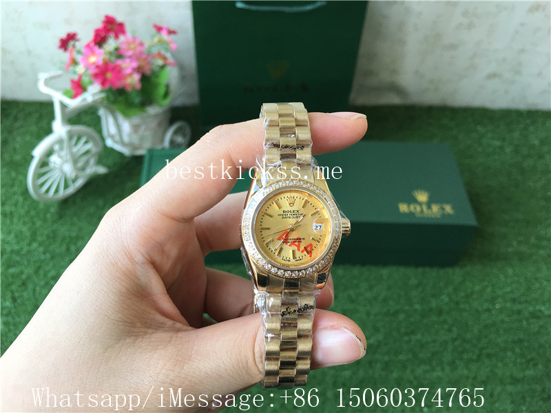 Rolex Diamond Watch Gold 28mm Women