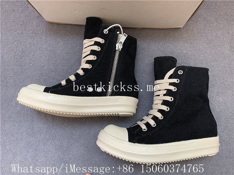 Rick Owens RO Sneakers High Canvas Black White