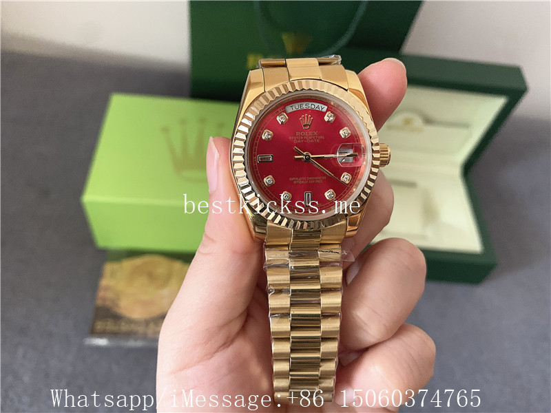 Rolex Men Watch Golden Red