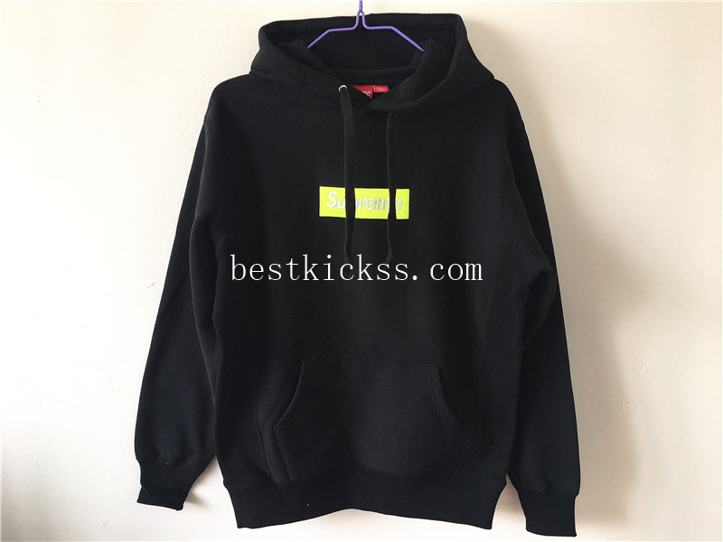 Supreme Black Hoodie With Light Green Box Logo