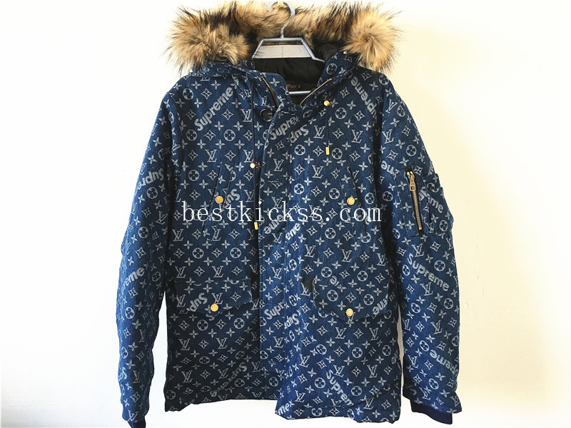 Supreme LV Blue Denim Coat