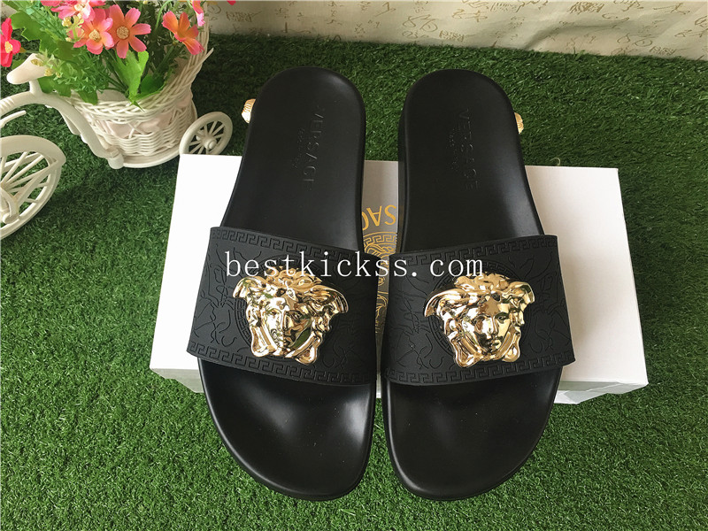 Versace Medusa Head Slides black gold