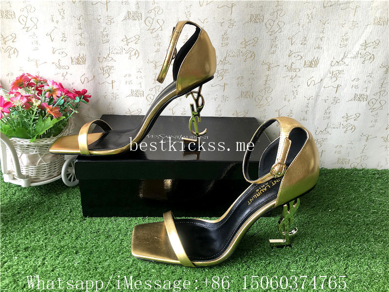 YSL Saint Laurent Opyum High Heels Sandals Gold