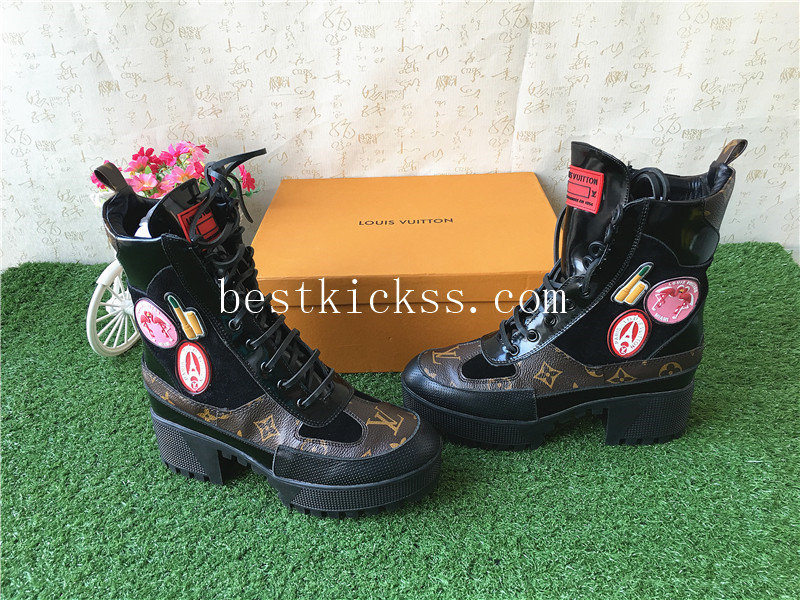 LV Girl Boots Black Brown Back