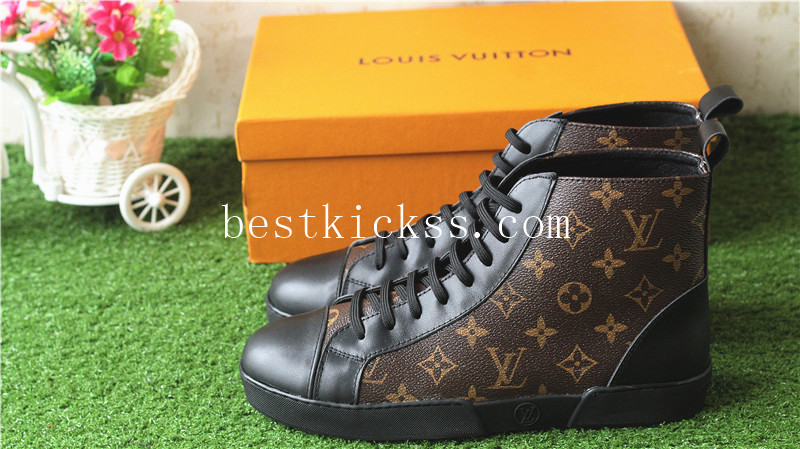 LV High Top Black Brown Monogram Leather