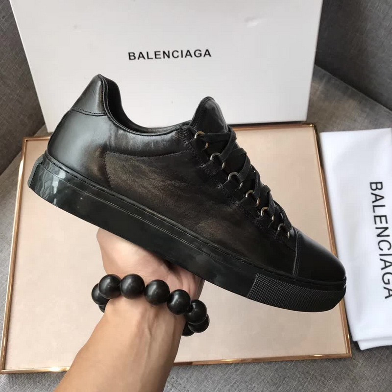 BALENCIAGA Men's Arena Leather Sneakers Black