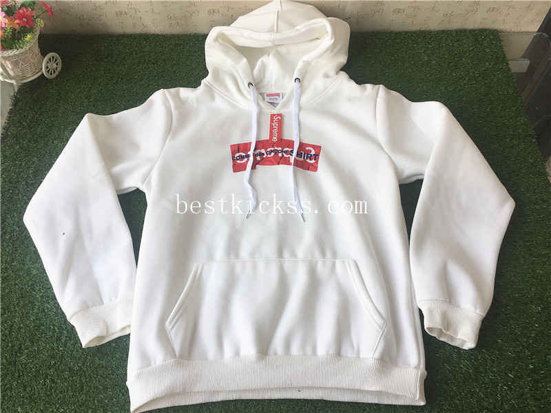 Supreme SUP Box Logo White Hoodie