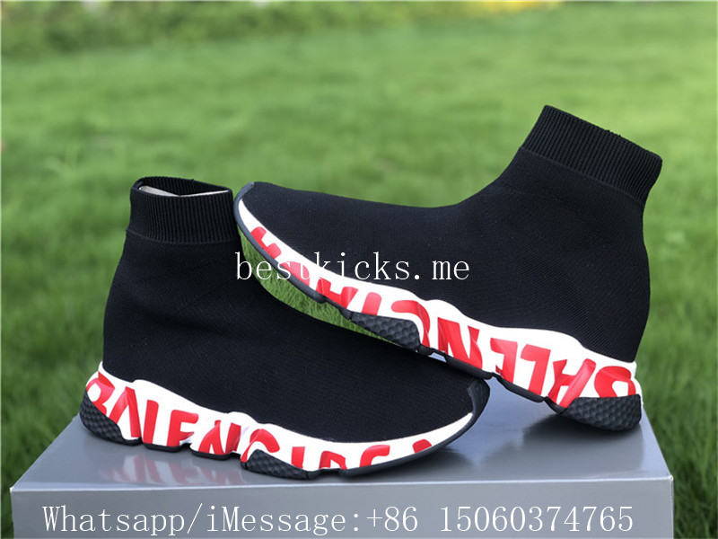 Balenciaga Speed Sock Graffiti Black Red