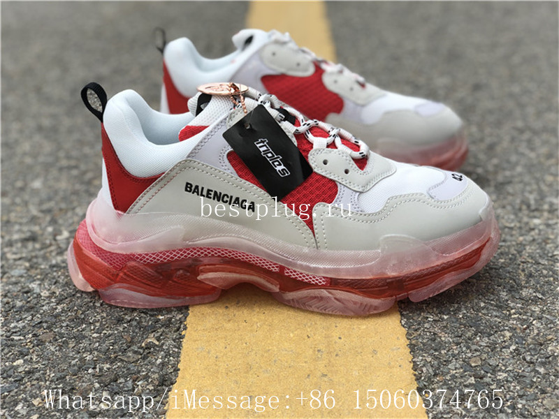 Balenciaga Triple S Clear Sole Sneakers White Red