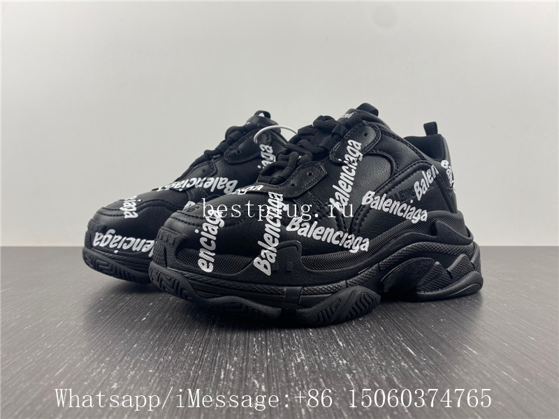 Balenciaga TripleS Black With White Letters