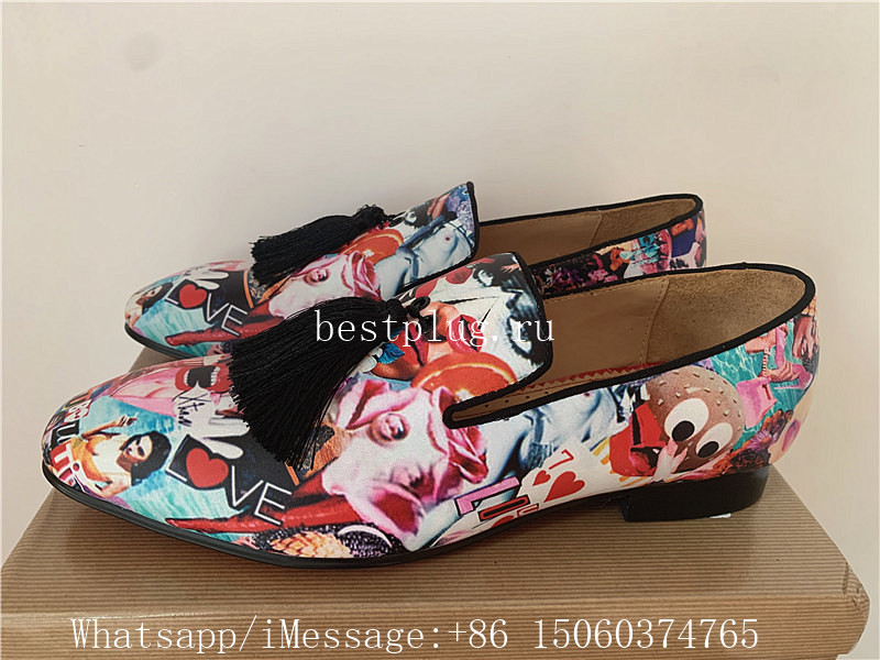 Christian Louboutin Flat Multi Silk Loafers