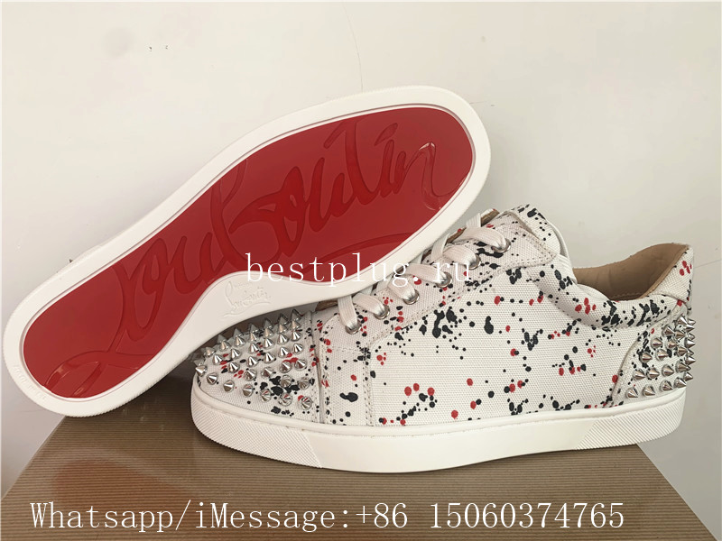 Christian Louboutin Low Oralto Seavaste 2 Flat Spikes Canvas Sneaker