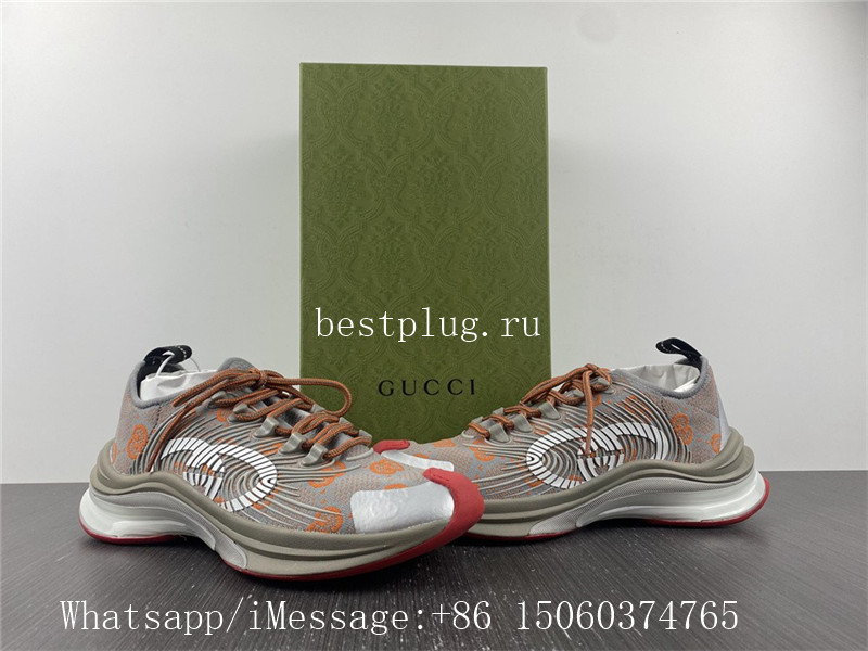 Gucci Run Sneakers Grey Orange Red