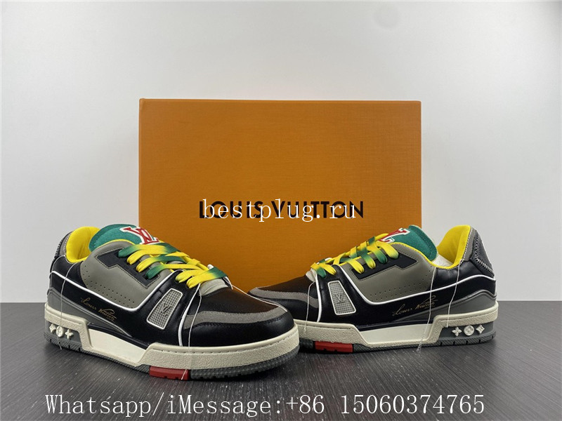 Louis Vuitton Trainer Sneaker Black Grey Green Yellow