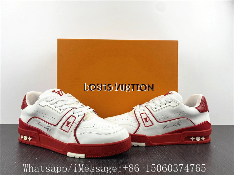 Louis Vuitton Trainer Sneaker White Red