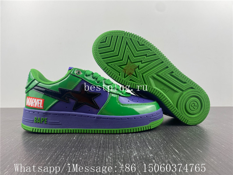 Bape Marvel Bapesta Hulk In Green Purple